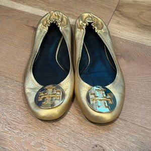 Tory Burch Minnie Travel Ballet Flats Gold